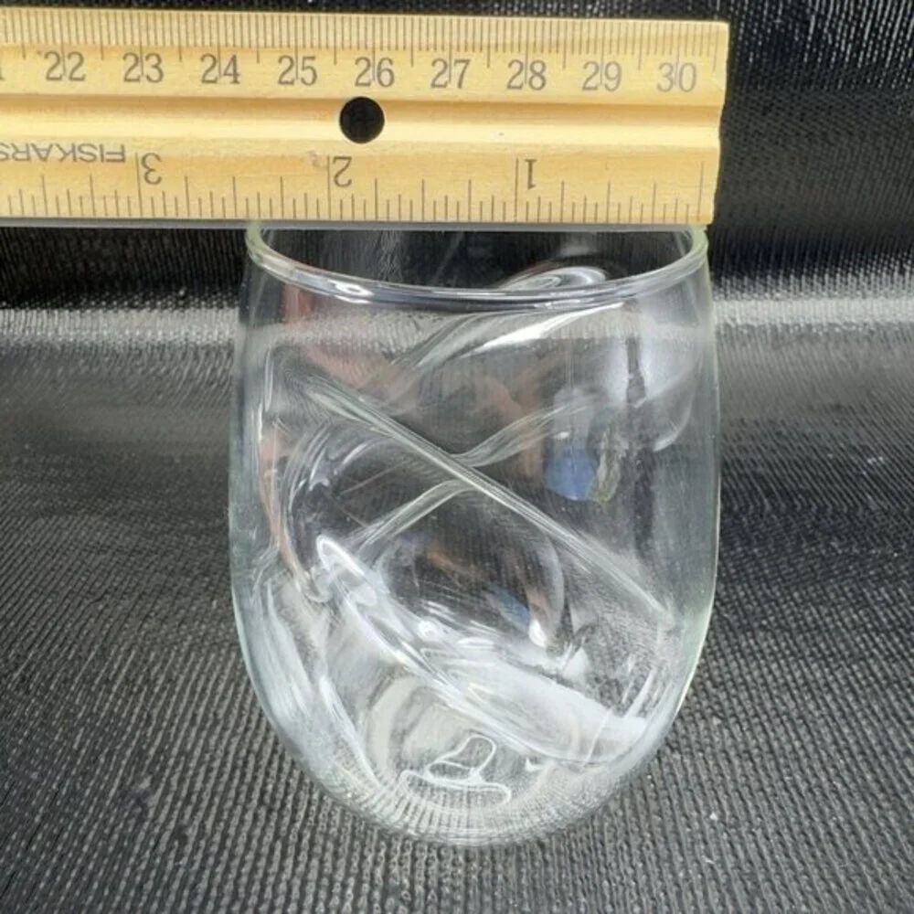 Dragon Glassware Wave Tumblers Handcrafted 16 oz Set of 2 Clear Thin Glassware‎